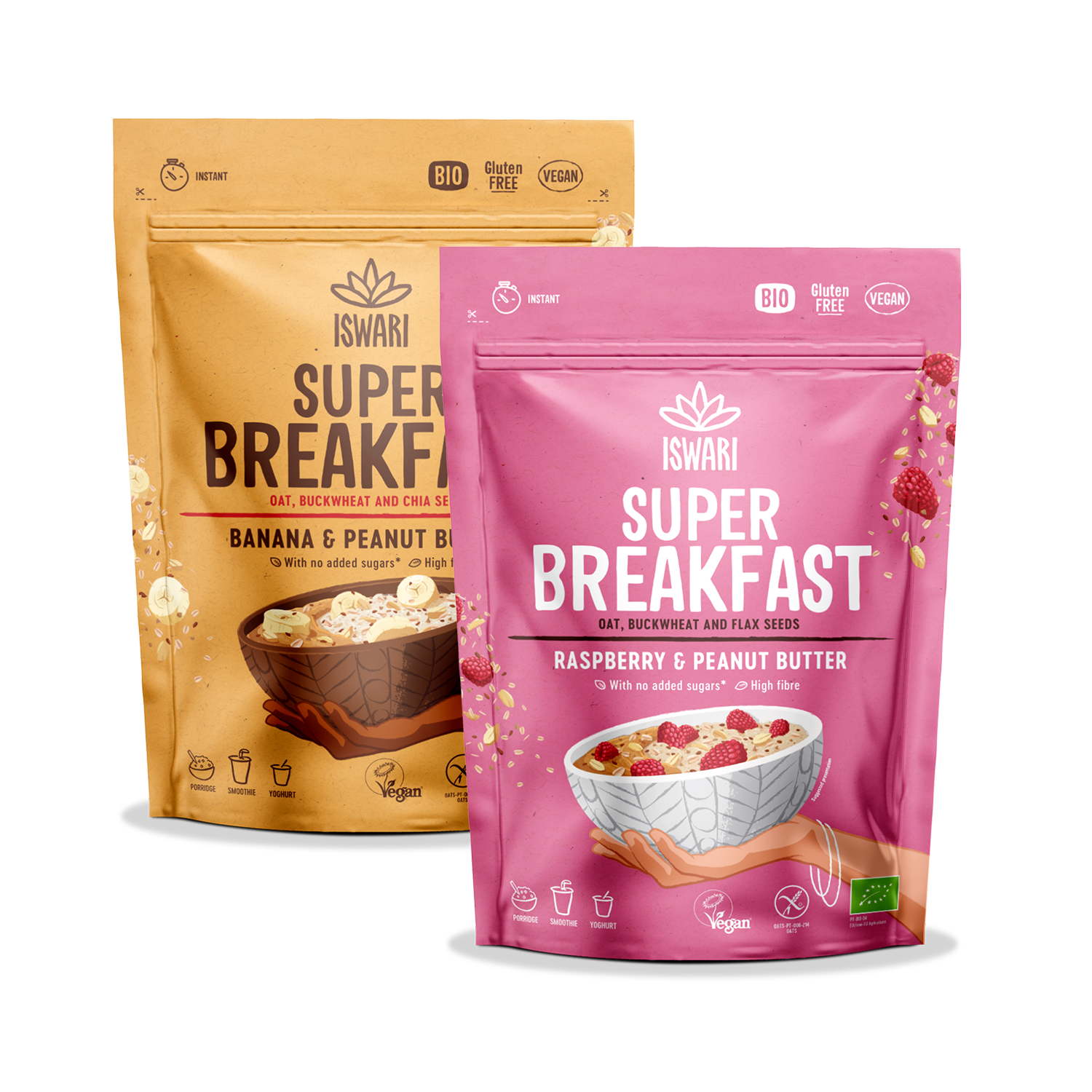 Iswari Bundle -  Banana & Peanut Butter Super Breakfast + Raspberry & Peanut Butter Super Breakfast