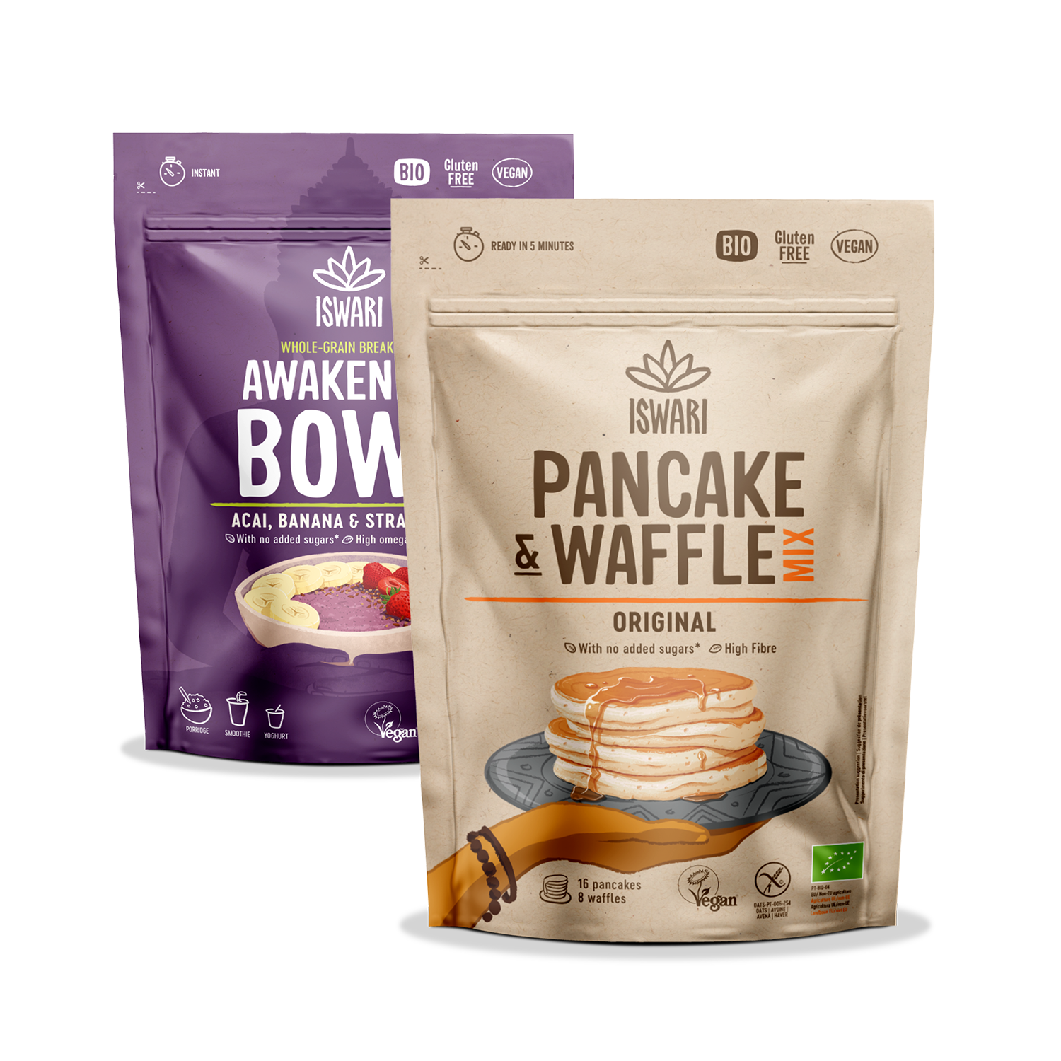 Iswari Bundle - Awakening Bowl Acai, Banana & Strawberry + Pancake & Waffle Mix